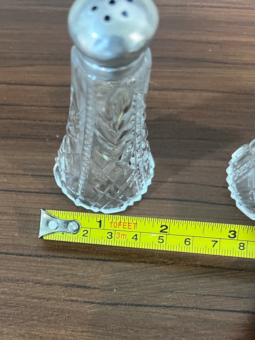 Vintage Sterling Silver & Cut Glass Salt & Pepper Shakers Set – Art Deco Style